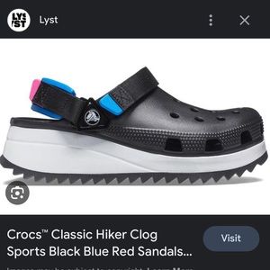 Crocs - Black hiker clogs with blue & pink strap (Jibbitz not included)